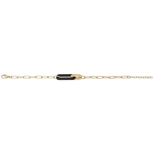 BRAC. ACIER PVD JAUNE CERAMIQUE NOIRE 17+3CM