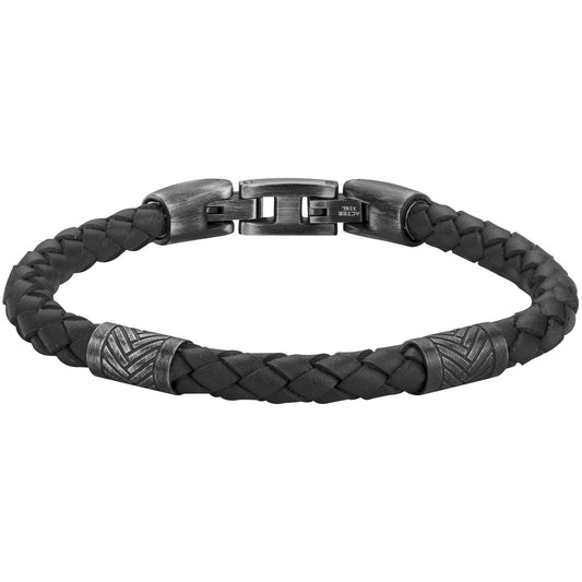 BRAC. ACIER VINTAGE CUIR NOIR 19.5+1.5