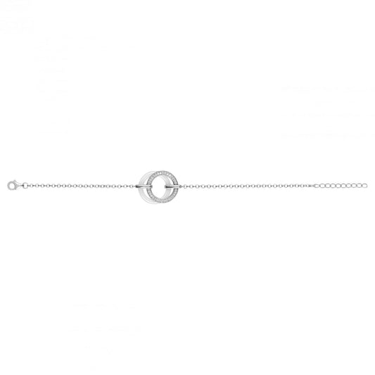 BRAC. ANNEAUX CERAM.BLANCHE ET ARGT SERTIS OZ 16+3CM