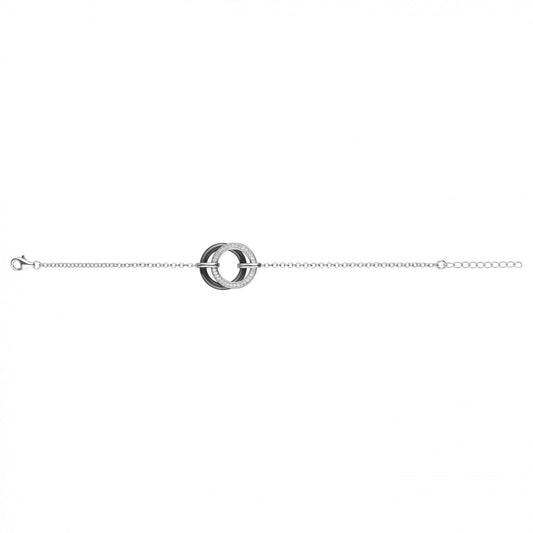 BRAC. ANNEAUX CERAM.NOIRE ET ARGT SERTIS OZ 16+3CM