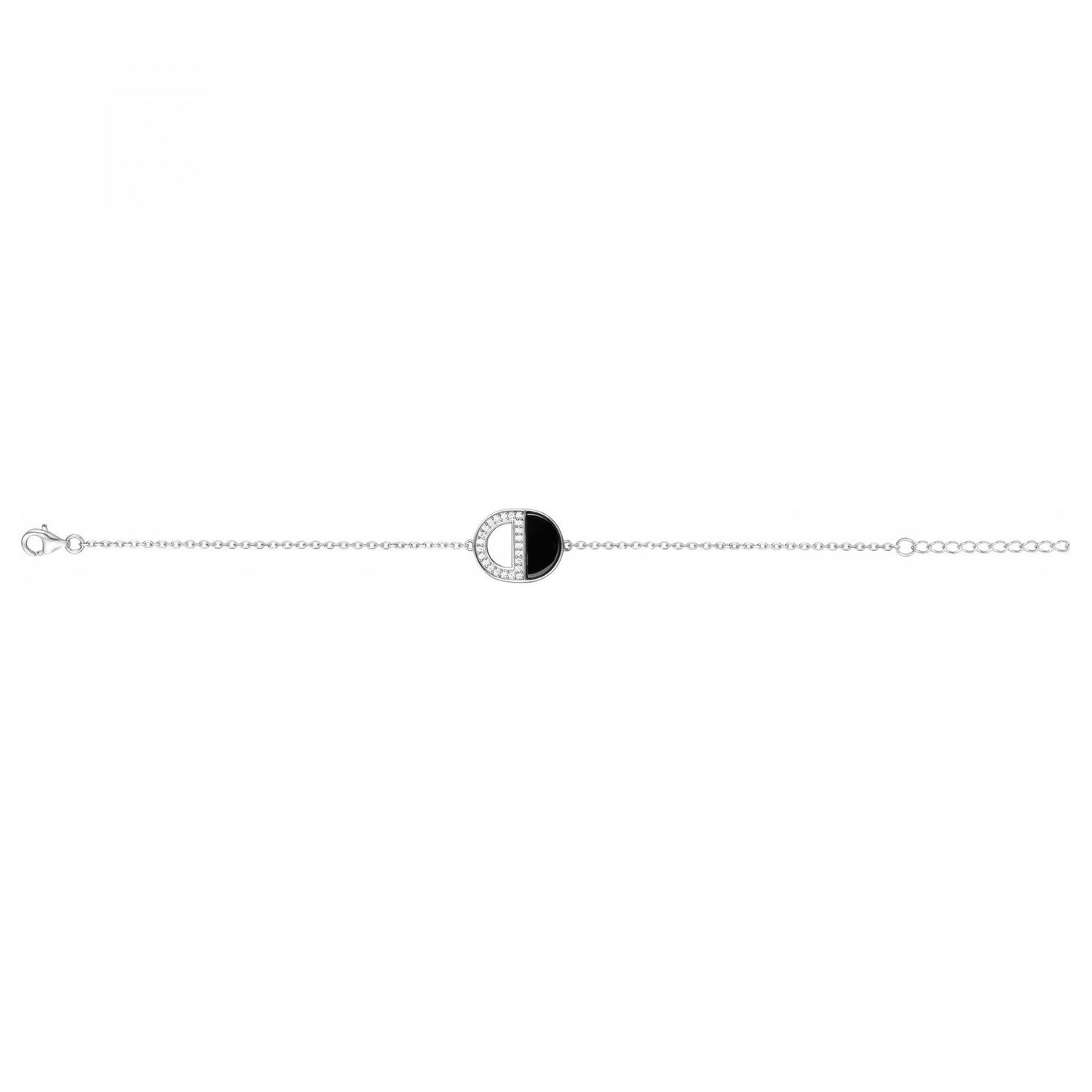 BRAC. ARGENT 23 OZ ET CERAM.NOIRE-16+3CM