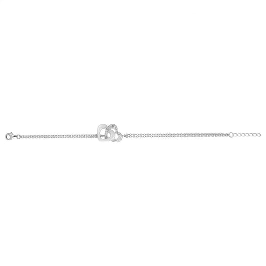 BRAC. ARGENT COEUR CERAM. BLANCHE ET O.Z 17+2CM