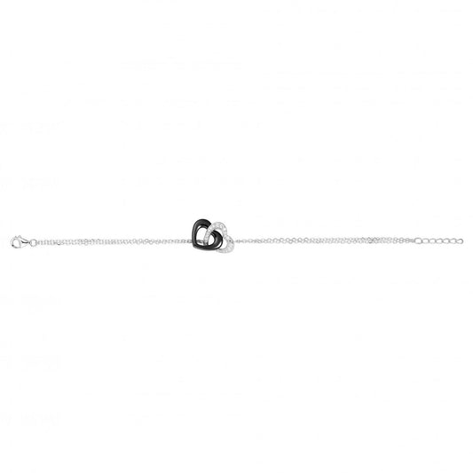 BRAC. ARGENT COEUR CERAM. NOIRE ET O.Z 17+2CM