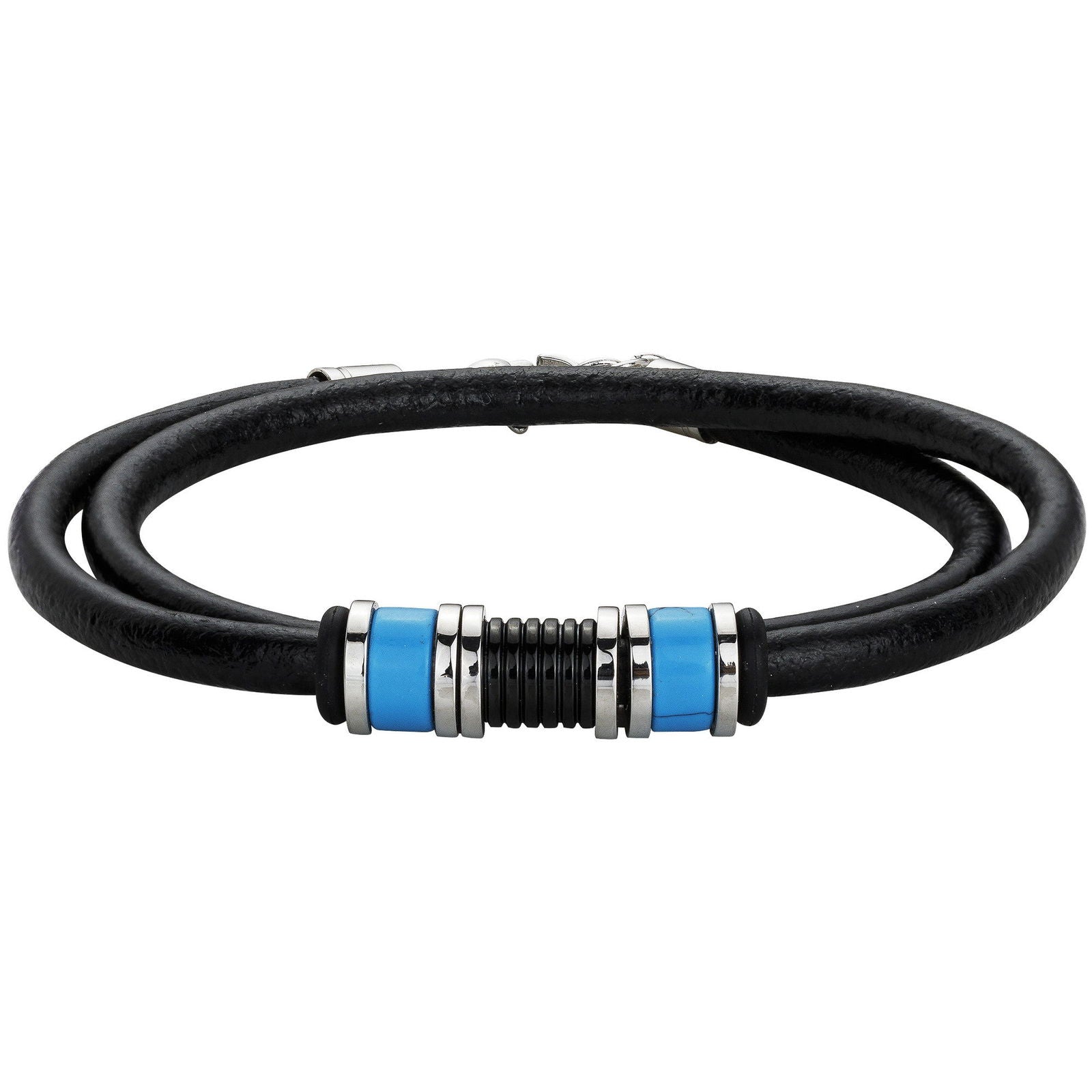 BRAC. DOUBLE TOUR CUIR DE VACHE ET ACIER-39+2CM -39+2CM