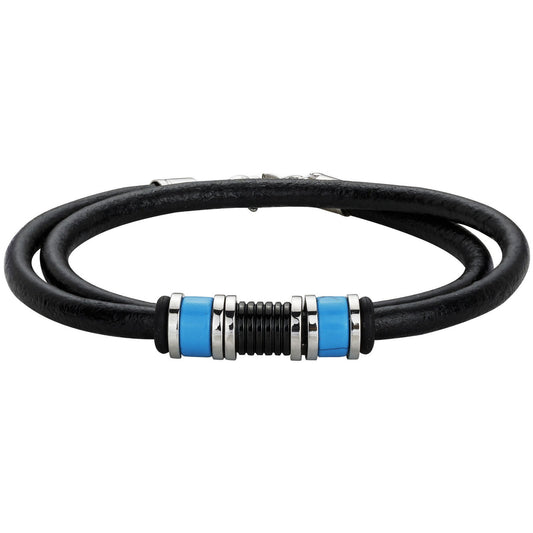BRAC. DOUBLE TOUR CUIR DE VACHE ET ACIER-39+2CM -39+2CM