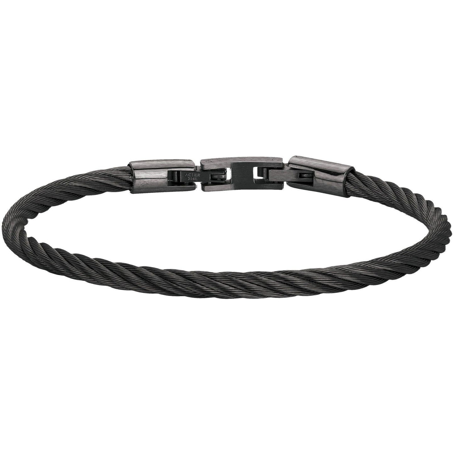 BRAC.ACIER CABLE IP VINTAGE-DIAM.55x65MM - Bijouterie Cordier