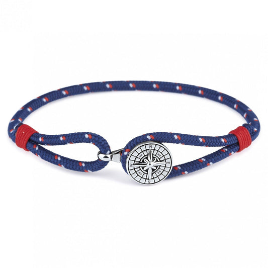 BRAC.CORDON BLEU-ROUGE FIL ROUGE . ROSE DES VENTS-REGL.JUSQU A 21CM - Bijouterie Cordier