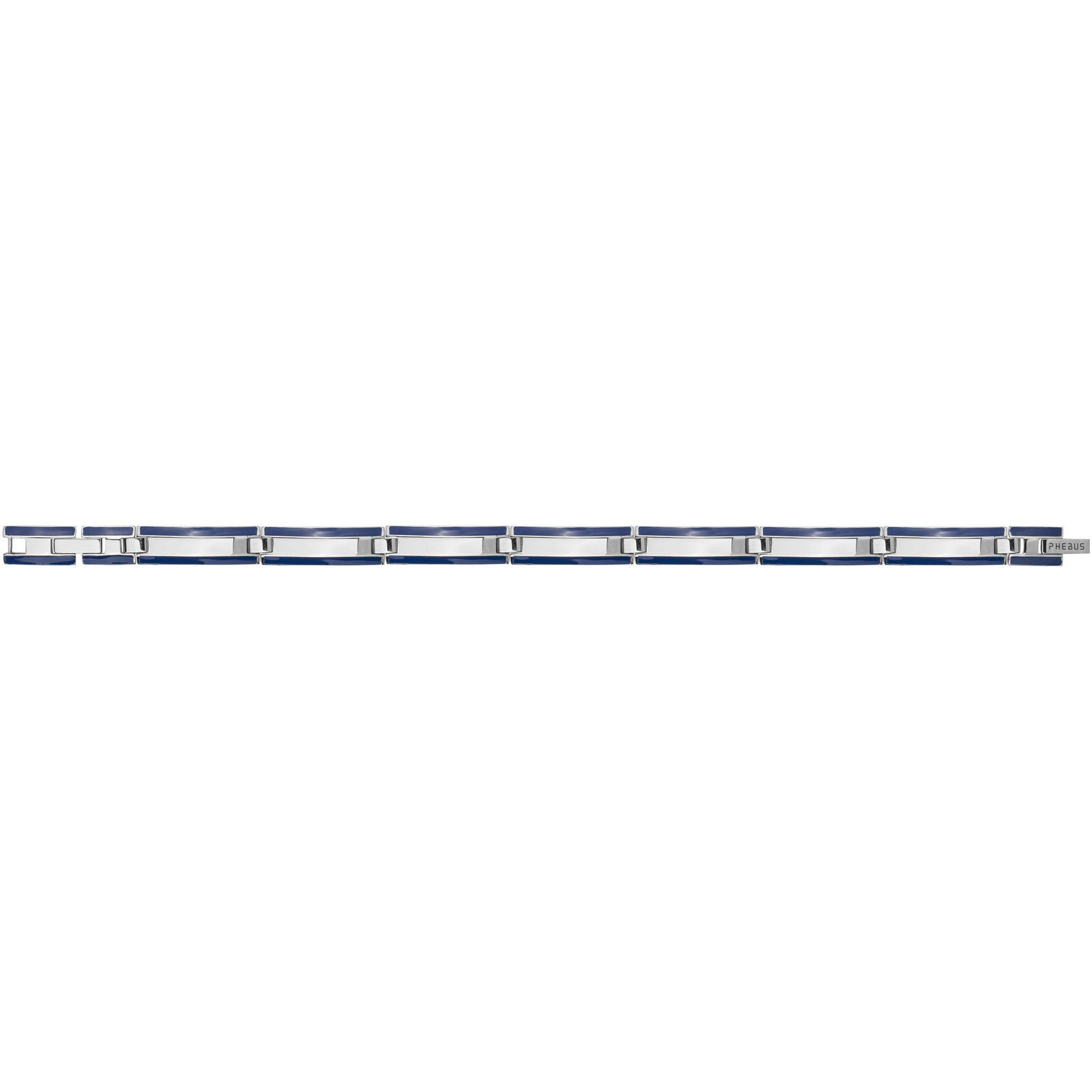 BRACELET ACIER ET LAQUE BLEUE-20+1,5CM