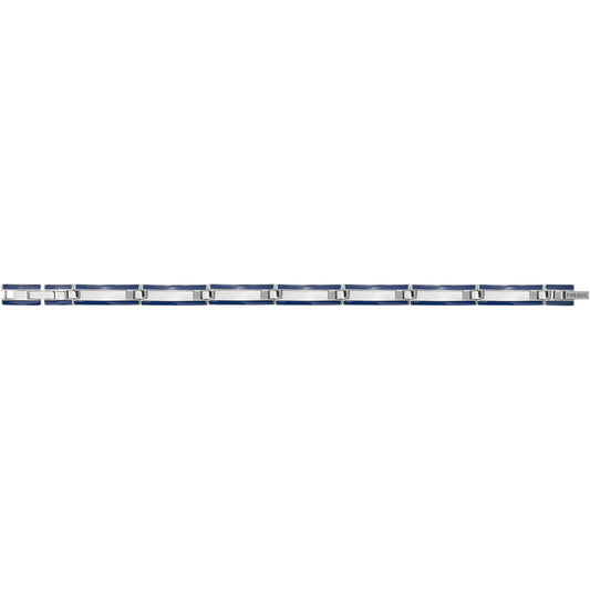 BRACELET ACIER ET LAQUE BLEUE-20+1,5CM