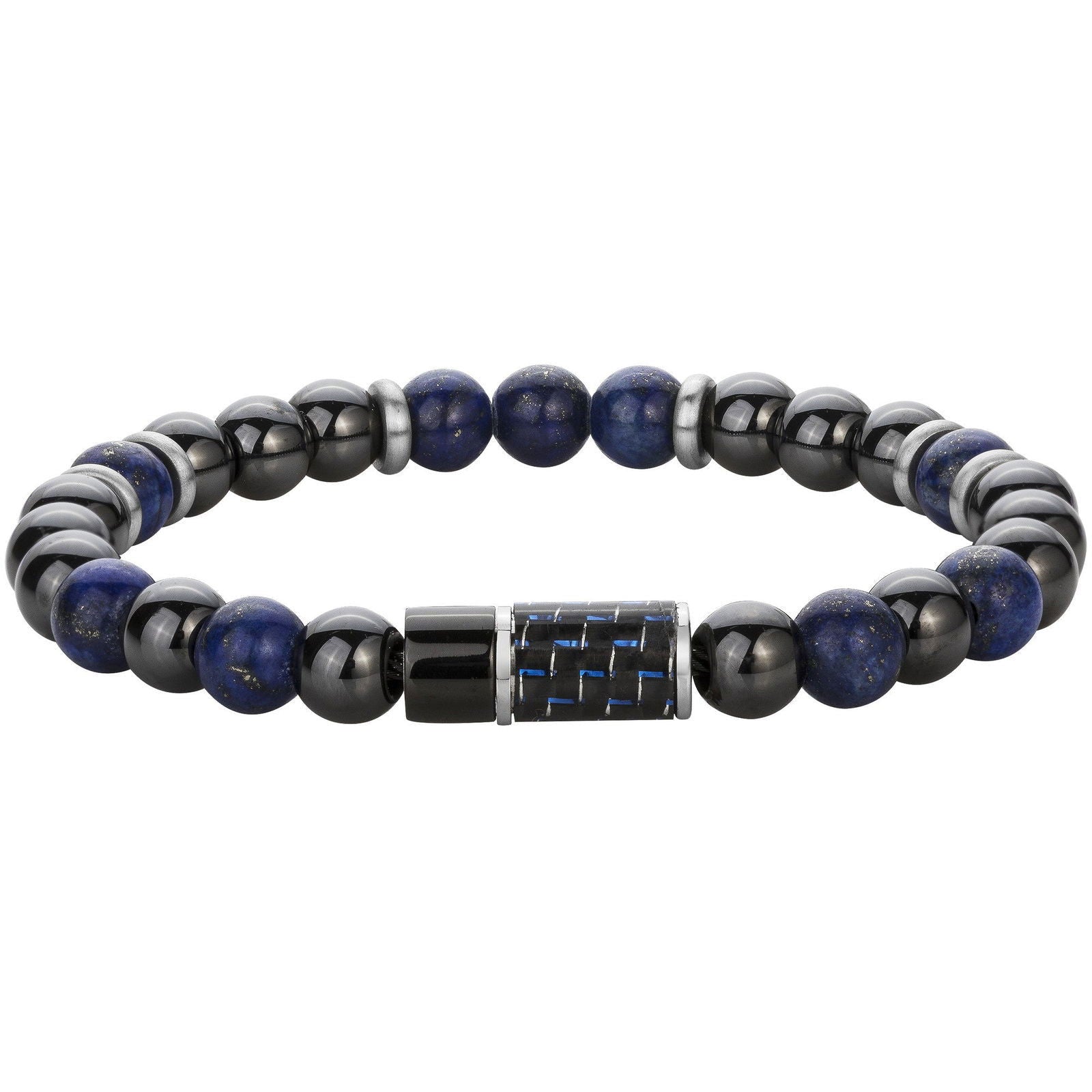 BRACELET ACIER LAPIS LAZULI -DIAM.60 - Bijouterie Cordier