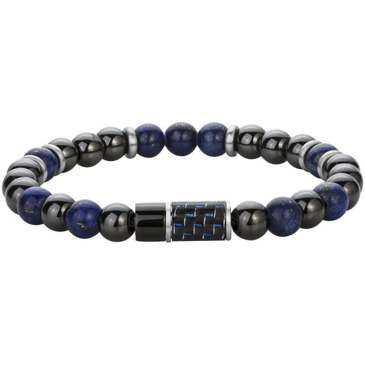 BRACELET ACIER LAPIS LAZULI -DIAM.60 - Bijouterie Cordier