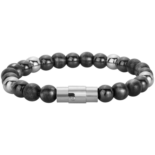 BRACELET BOULE ACIER VINTAGE ET CERAM.NOIRE-DIAM.62 - Bijouterie Cordier
