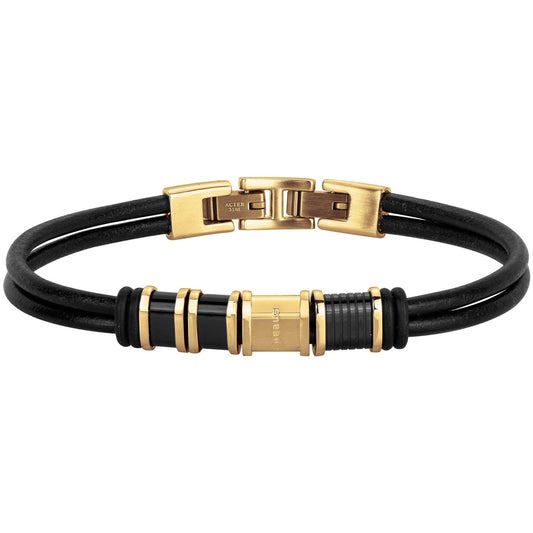 BRACELET CUIR ACIER ET IPG-20+1.5CM