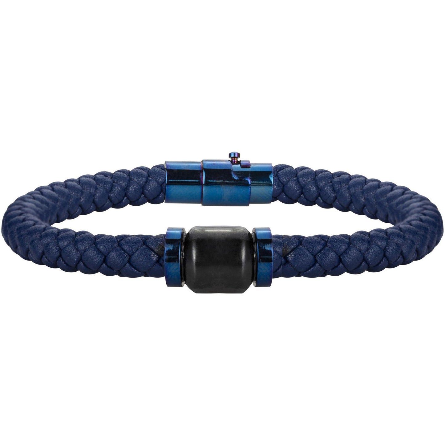 BRAC.MICROFIBRE BLEU PVD BLEU CERAM NOIRE-20.5cm - Bijouterie Cordier