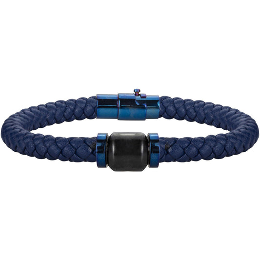 BRAC.MICROFIBRE BLEU PVD BLEU CERAM NOIRE-20.5cm - Bijouterie Cordier