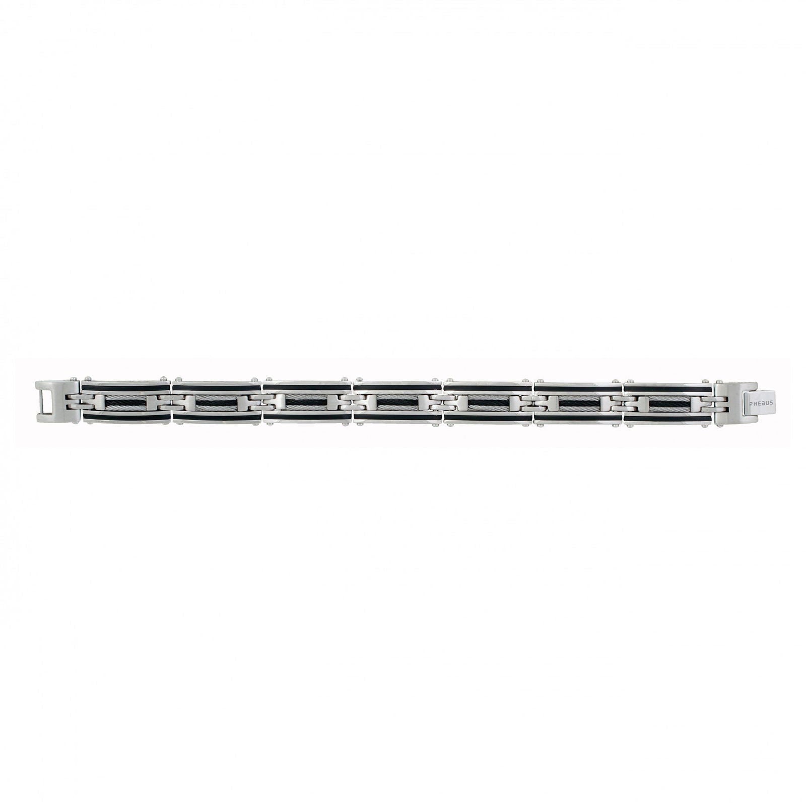 BRAC. AC/RESINE/CABLE GRIS ET NOIR 21CM - Bijouterie Cordier