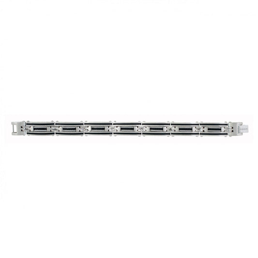 BRAC. AC/RESINE/CABLE GRIS ET NOIR 21CM - Bijouterie Cordier