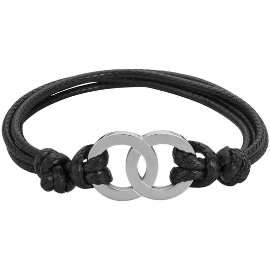BRAC. ACIER CORDON NOIRE-REGL.15-24CM - Bijouterie Cordier