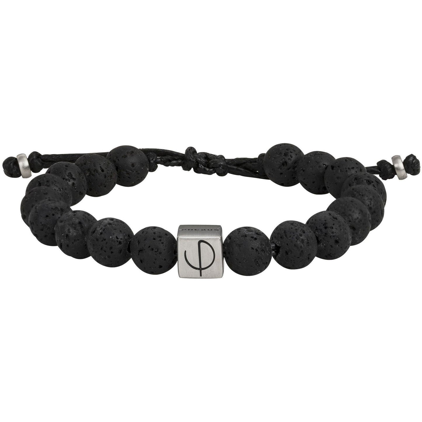 BRAC. ACIER ET LAVE NOIR SYNTH.-REGL.18-24CM - Bijouterie Cordier