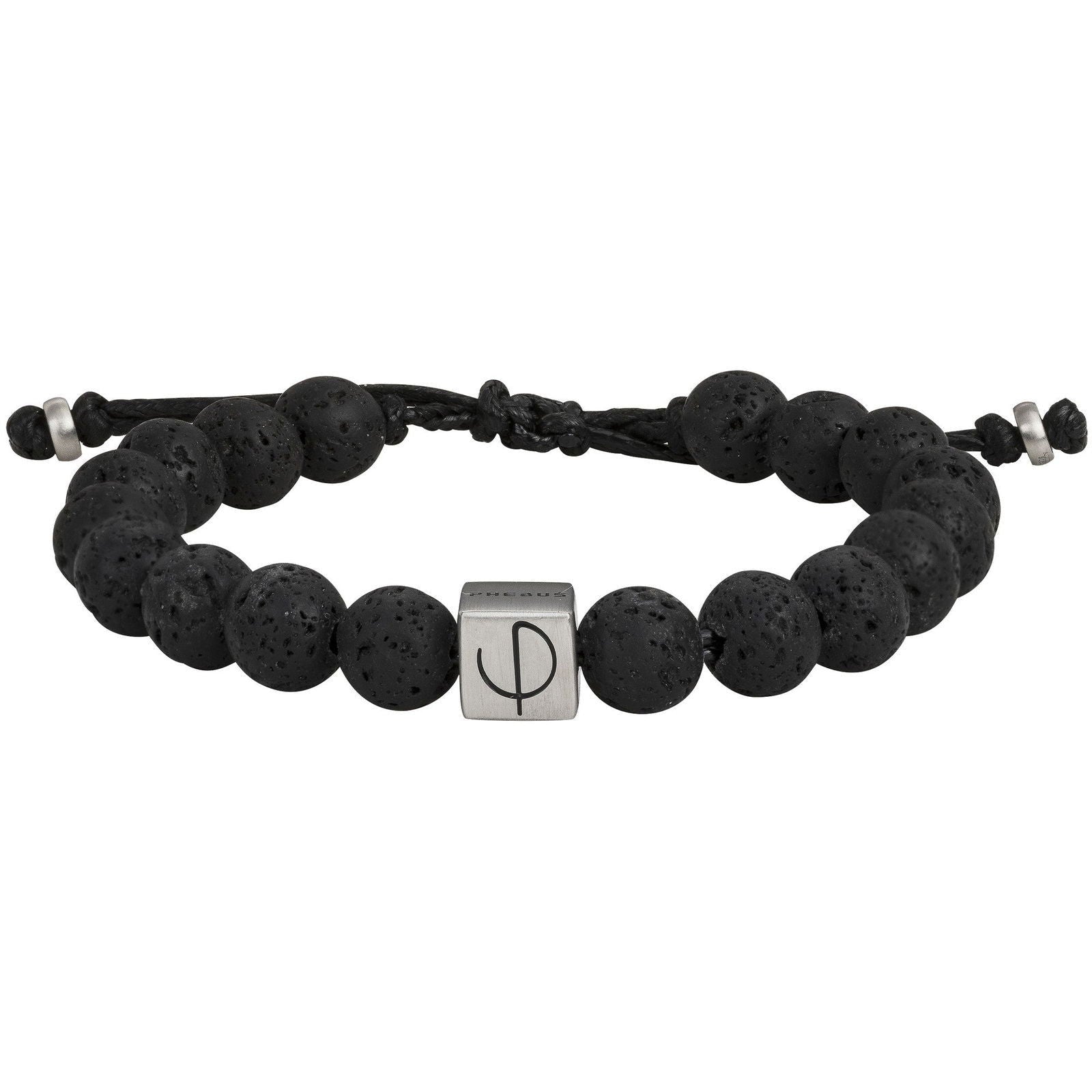 BRAC. ACIER ET LAVE NOIR SYNTH.-REGL.18-24CM - Bijouterie Cordier
