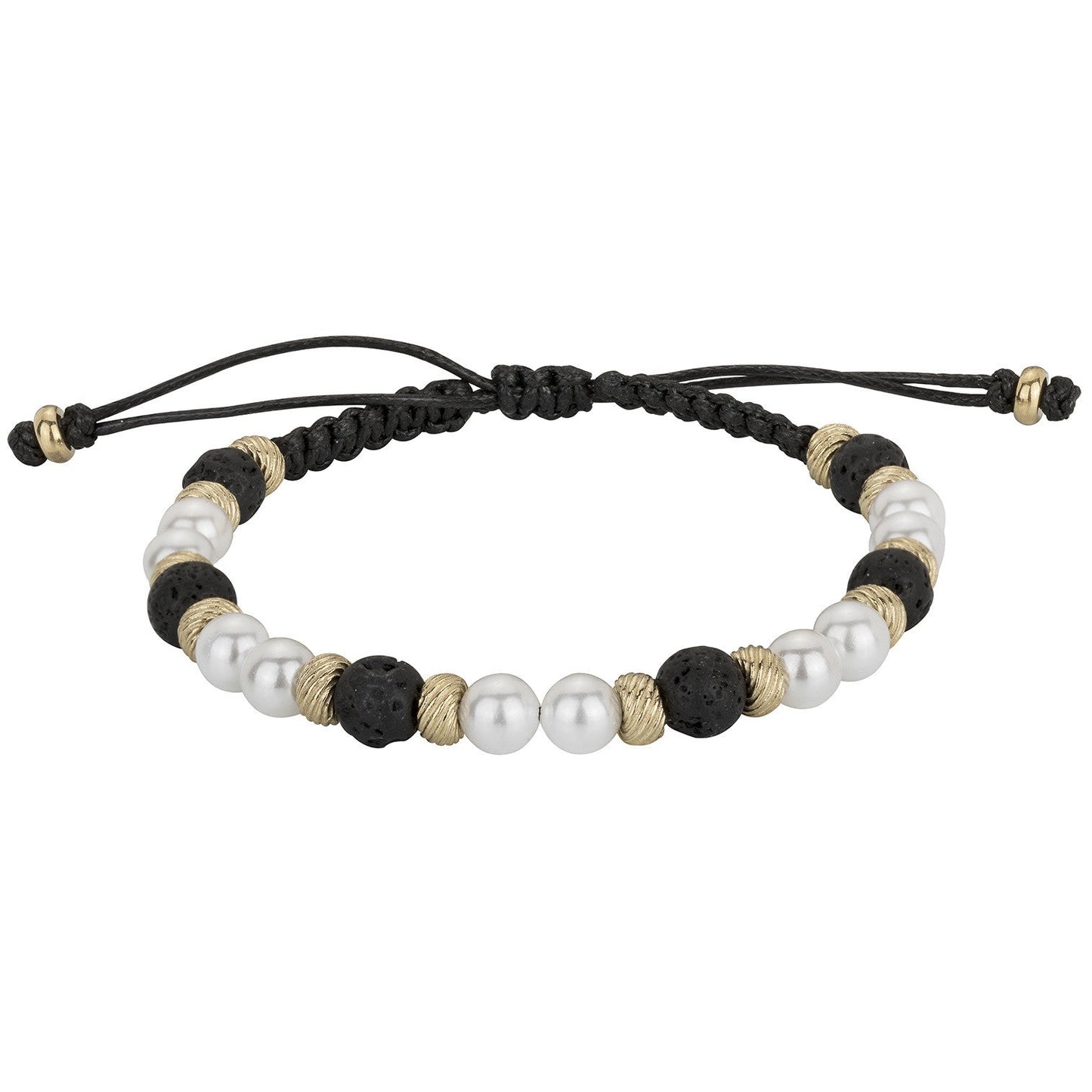 BRAC. ACIER PDV JAUNE ET 10 PERLE SYNTHETIQUE 18-25CM - Bijouterie Cordier