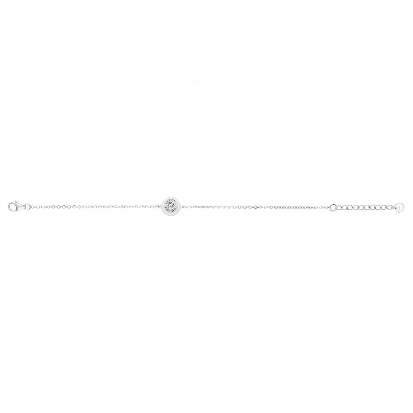 BRAC ARGT CERCLE CERAM BLANCHE ET OZ 16 17.5 18.5cm - Bijouterie Cordier