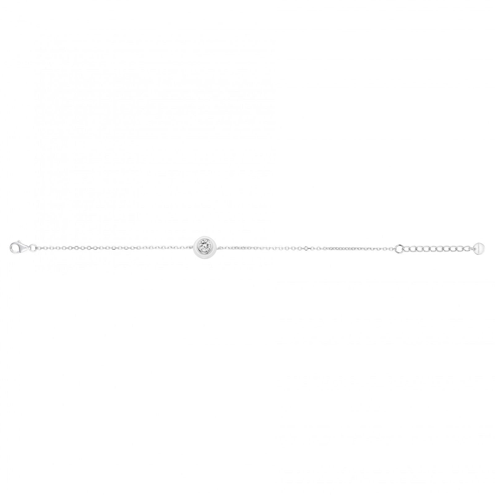 BRAC ARGT CERCLE CERAM BLANCHE ET OZ 16 17.5 18.5cm - Bijouterie Cordier