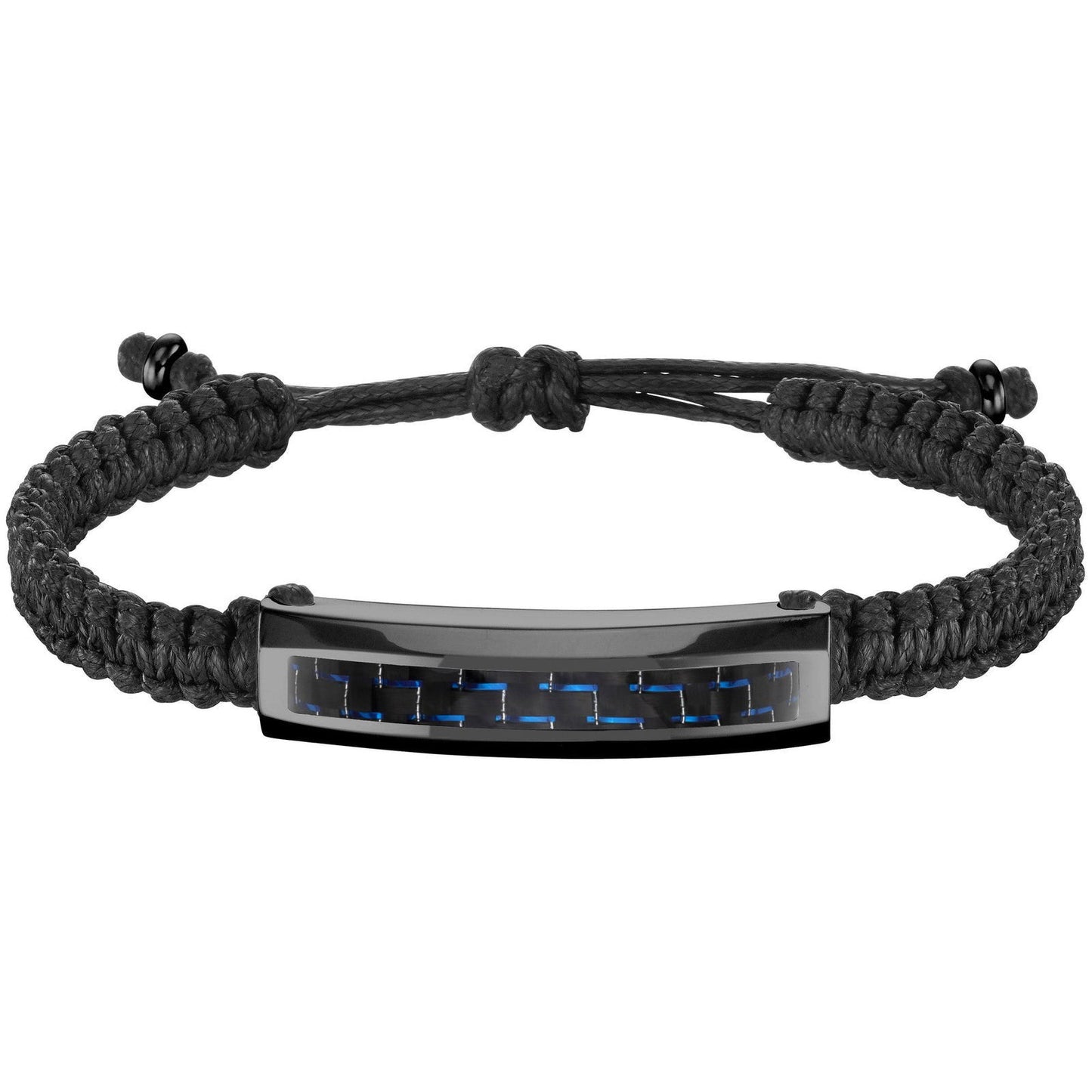 BRAC. CORDON ACIER IPN ET CARB. BLEU-REGL.17-25CM - Bijouterie Cordier