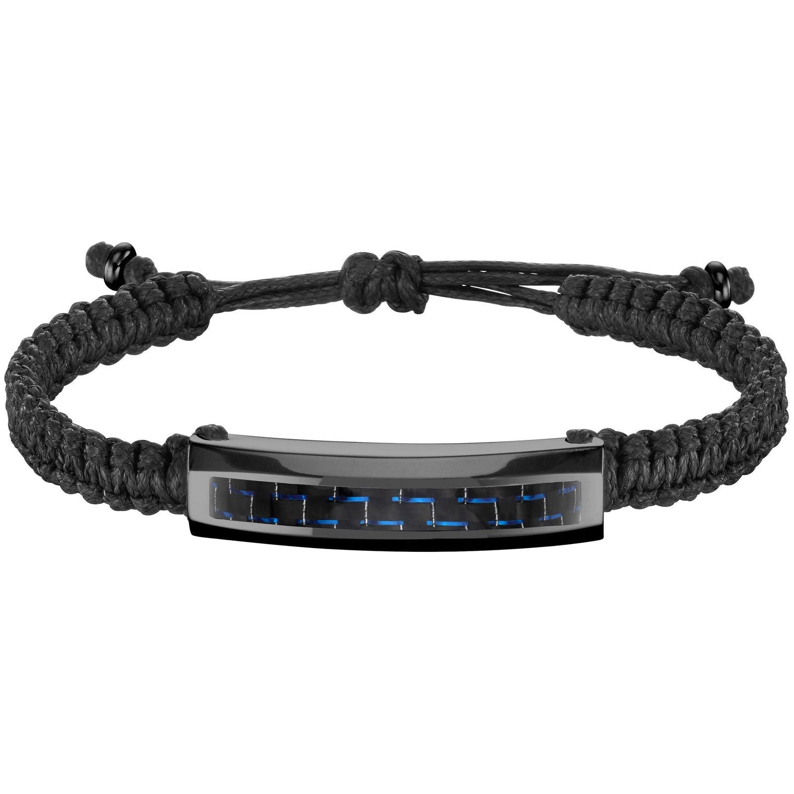 BRAC. CORDON ACIER IPN ET CARB. BLEU-REGL.17-25CM - Bijouterie Cordier