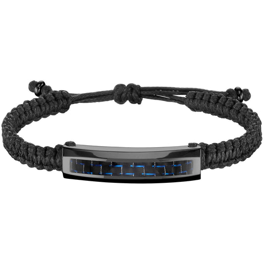 BRAC. CORDON ACIER IPN ET CARB. BLEU-REGL.17-25CM - Bijouterie Cordier