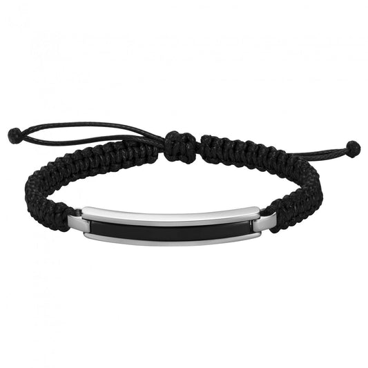 BRAC CORDON ET PLACIER ACIER ET CERAM NOIRE REGLABLE JUSQU A 25CM - Bijouterie Cordier