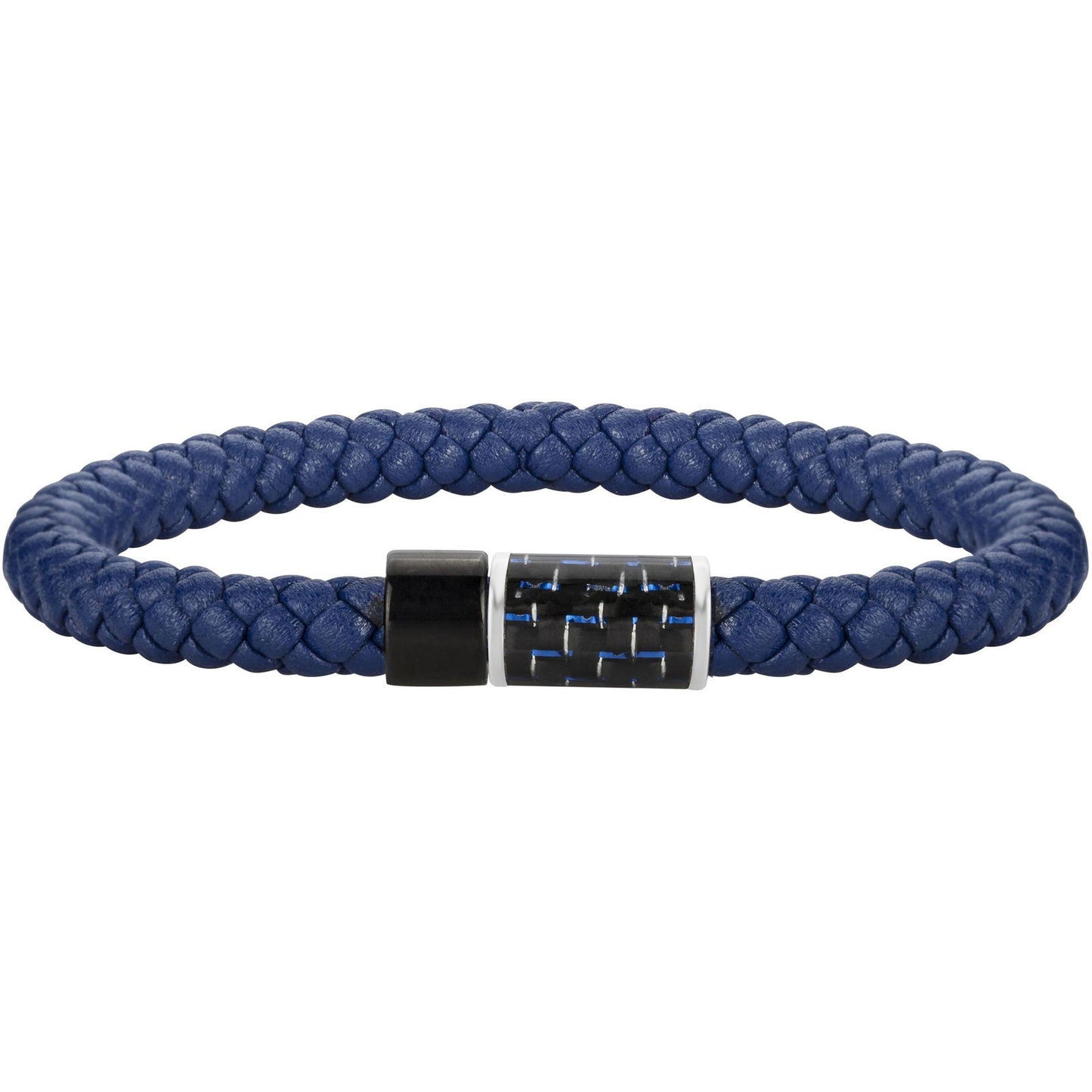 BRAC CUIR BLEUR ACIER IPN ET CARB BLEU-20.5cm - Bijouterie Cordier