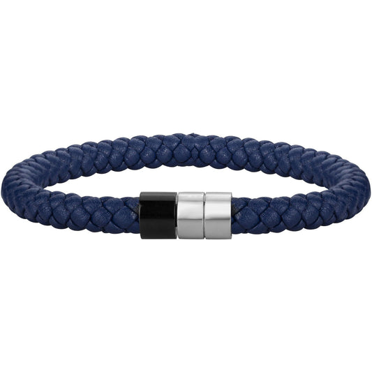 BRAC. CUIR BLEU ACIER ET IPN -20.5cm - Bijouterie Cordier