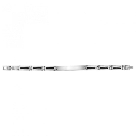 BRAC GOURMETTE ACIER ET CABLE IP NOIR 18.5+1.5CM