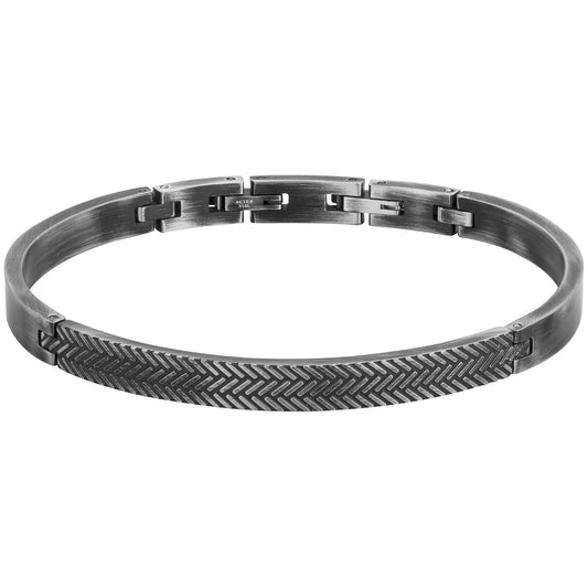 BRAC. JONC SEMI RIGIDE ACIER IP VINTAGE-DIAM.55x65MM - Bijouterie Cordier