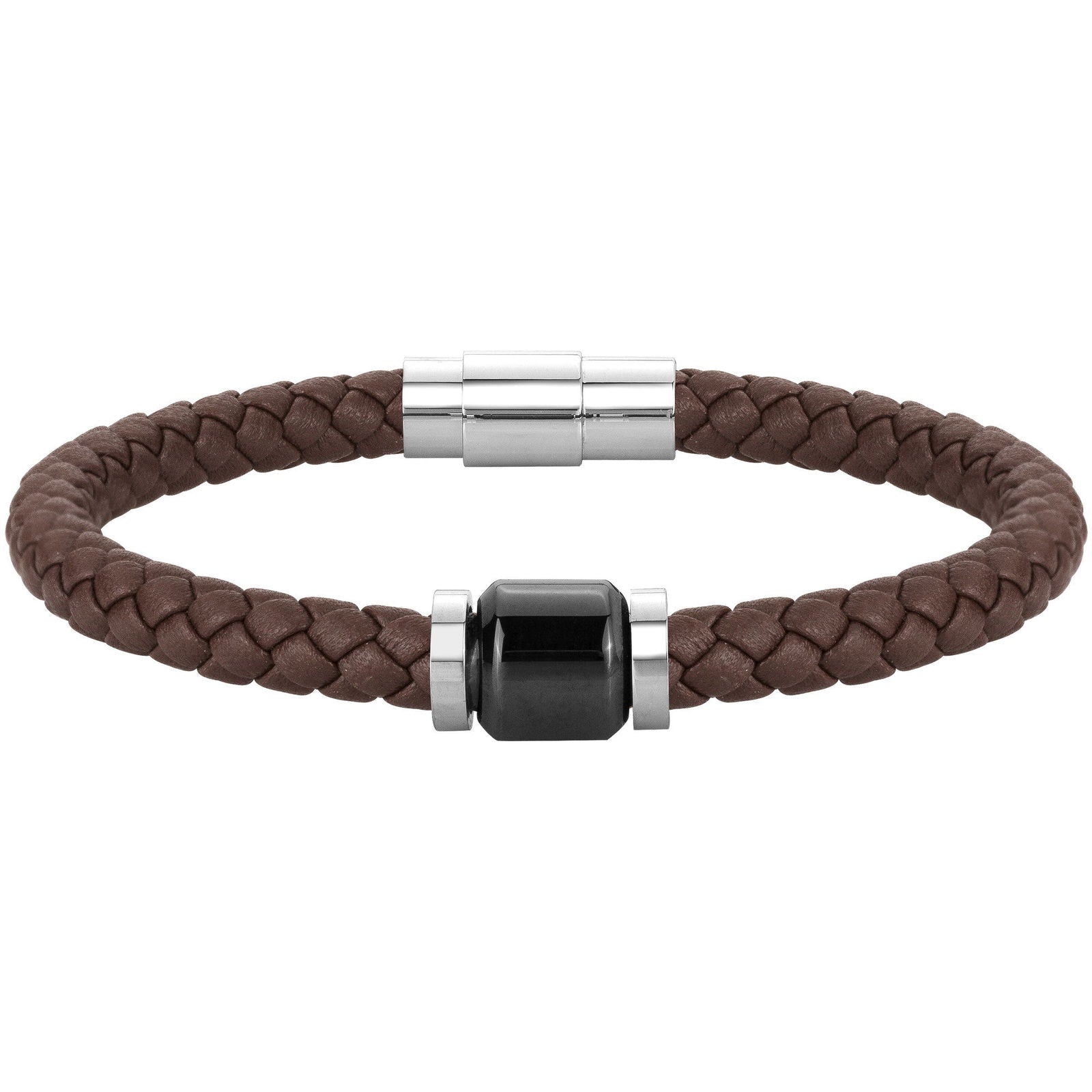 BRAC. MICROFIBRE MARRON AC ET CERAM NOIRE-21cm - Bijouterie Cordier