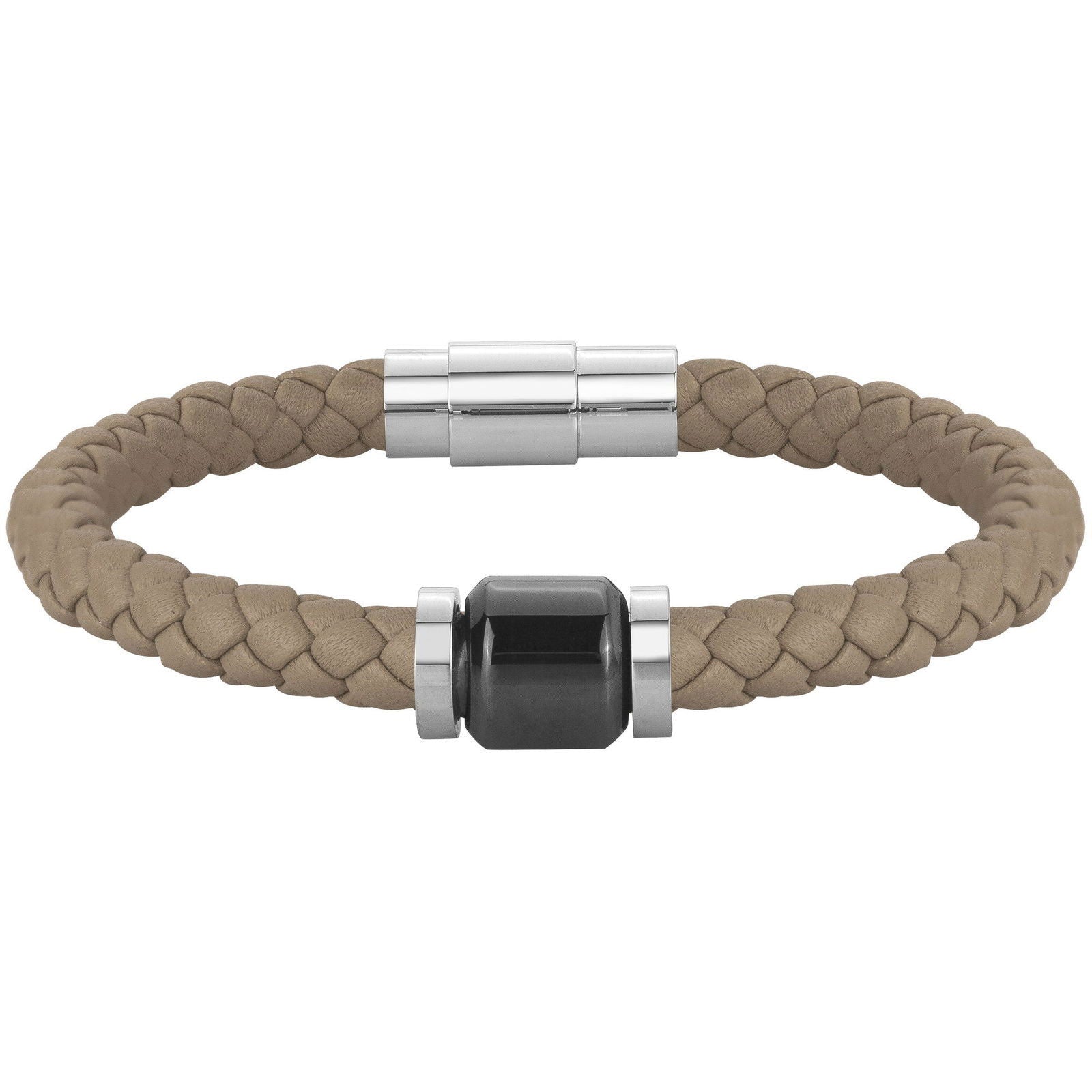 BRAC. MICROFIBRE MARRON CLAIR AC ET CERAM NOIRE-21cm - Bijouterie Cordier