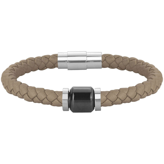 BRAC. MICROFIBRE MARRON CLAIR AC ET CERAM NOIRE-21cm - Bijouterie Cordier