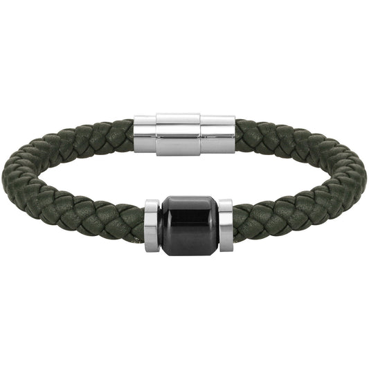 BRAC. MICROFIBRE VERT AC ET CERAM NOIRE-21cm - Bijouterie Cordier
