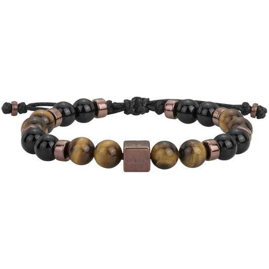 BRAC. PVD ET OEIL DE TIGRE MARRON SYNTH.-REGL.18-24CM - Bijouterie Cordier