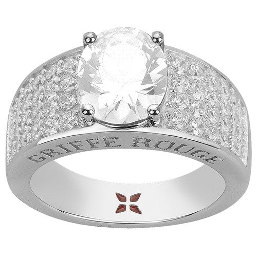 Bague Griffe Rouge en Argent 9251000e et oxides de zirconium - Bijouterie Cordier