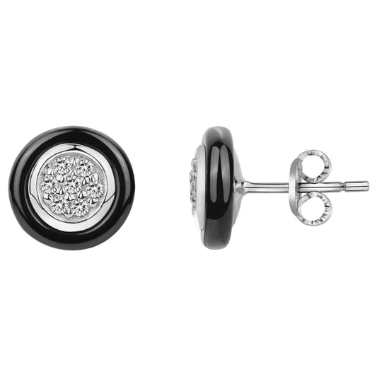 Boucles d'Oreilles Argent Femme Phebus Céramique Noire et Oxydes