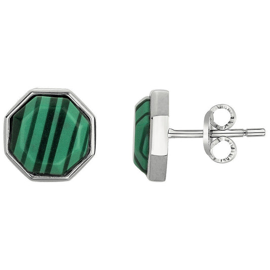 Boucles d’Oreilles Homme Phebus Acier Malachite Synthétique