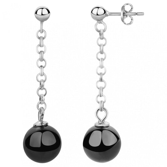 Boucles d'Oreilles Pendantes Femme Phebus Boules Céramique Noire