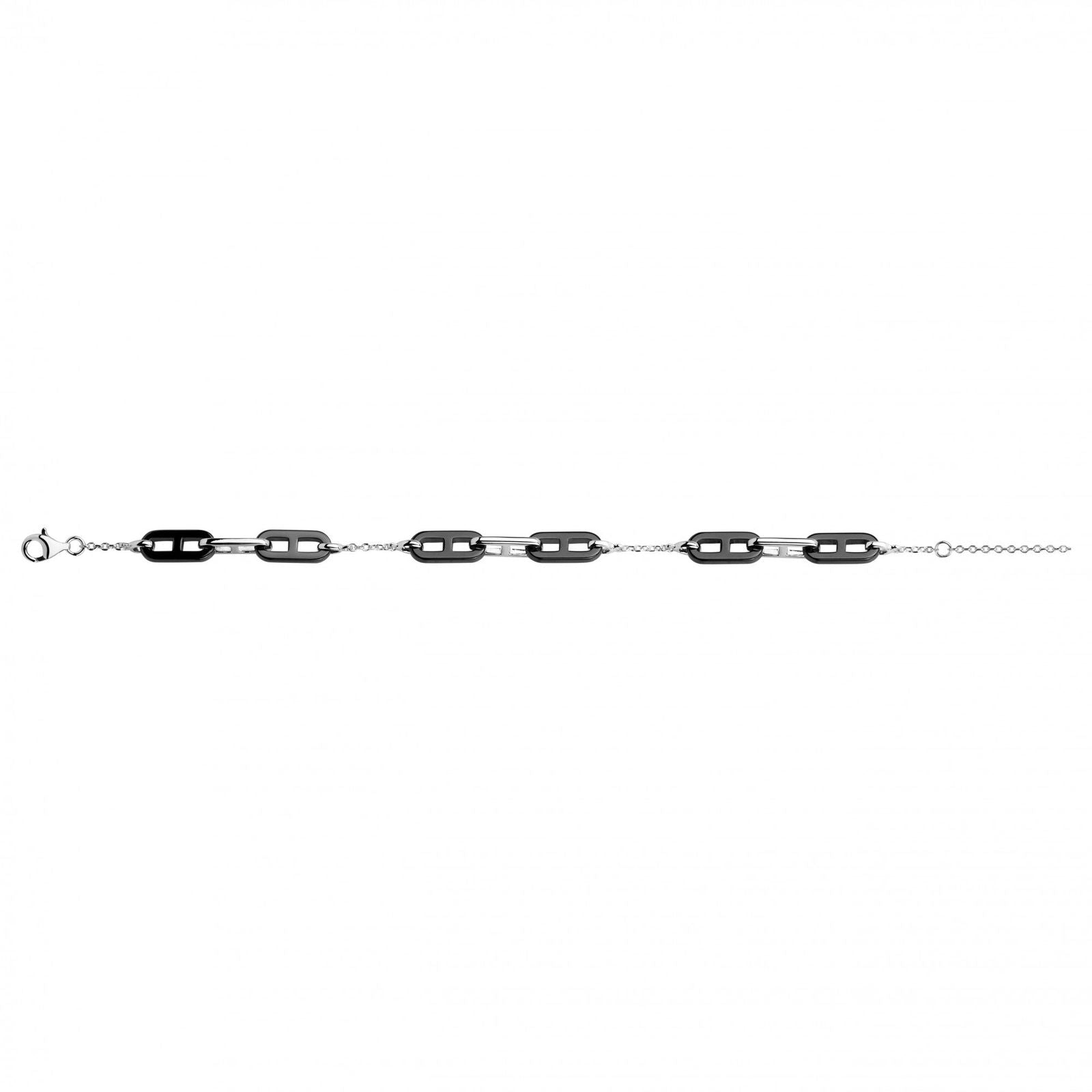 Bracelet Argent Femme Phebus Maille Marine Céramique Noire