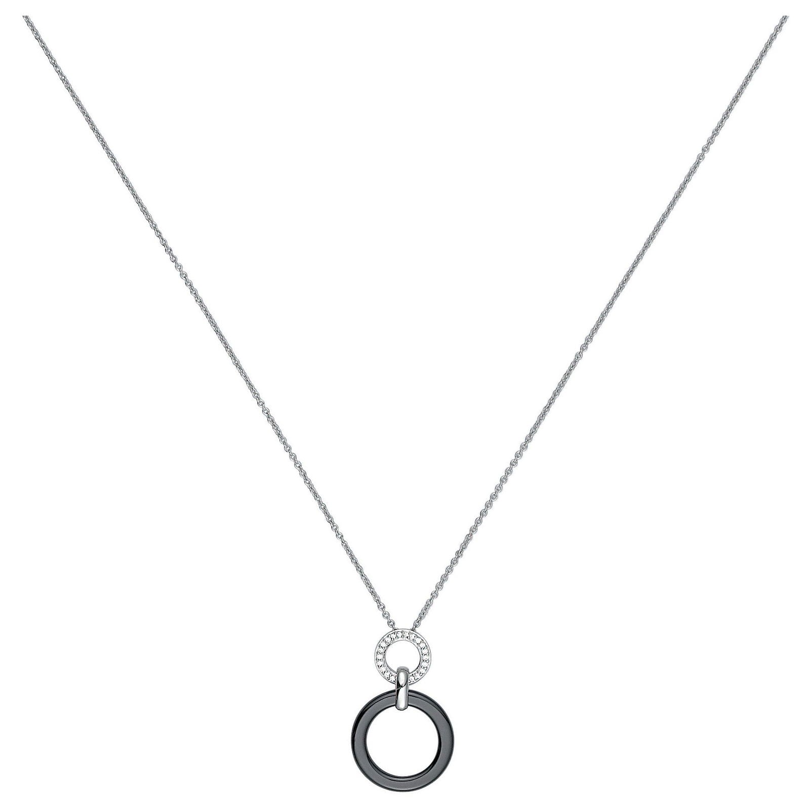 CH.PEND. CERCLES ARGT OZ ET CERAM.NOIRE 42+3CM