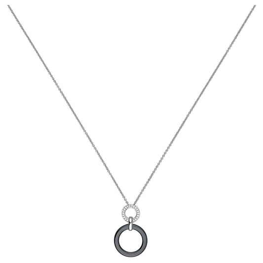 CH.PEND. CERCLES ARGT OZ ET CERAM.NOIRE 42+3CM