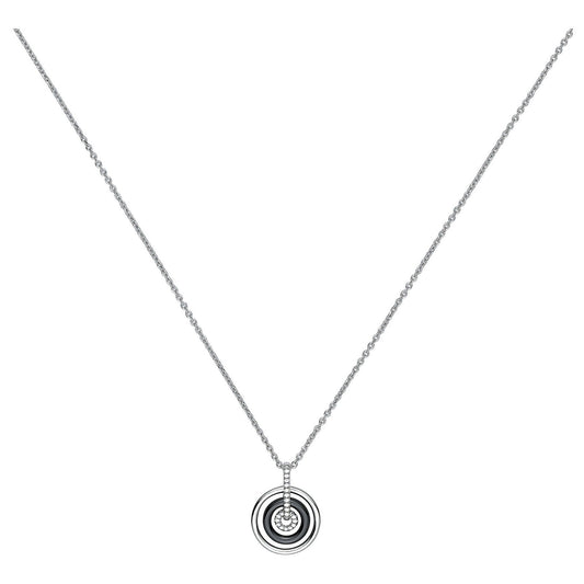CH.PEND. MULTI CERCLES ARGT OZ ET CERAM.NOIRE 42+3CM