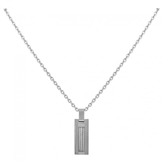 CHAINE/PENDENTIF ACIER/3CABLES GRIS 50CM - Bijouterie Cordier