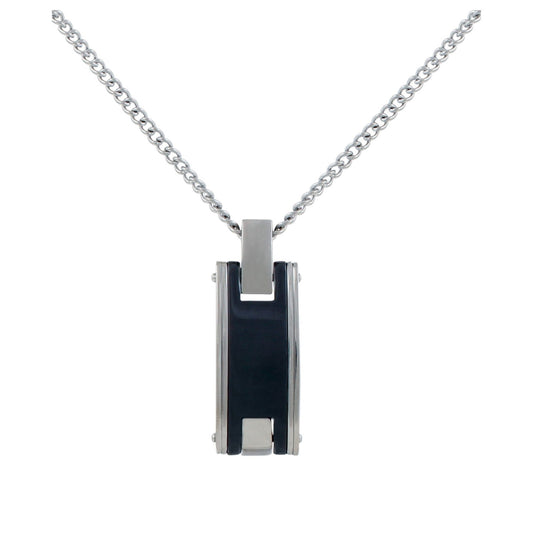 CHAINE/PENDENTIF CERAM NOIR 55+5CM